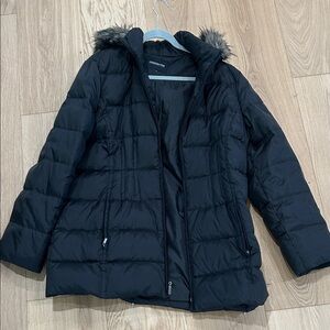 London Fog | Women's Black Puffer Coat with Faux Fur Hood